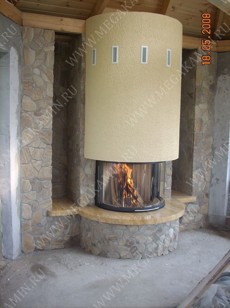 14. Камин с дровниками топка "SPARTHERM"