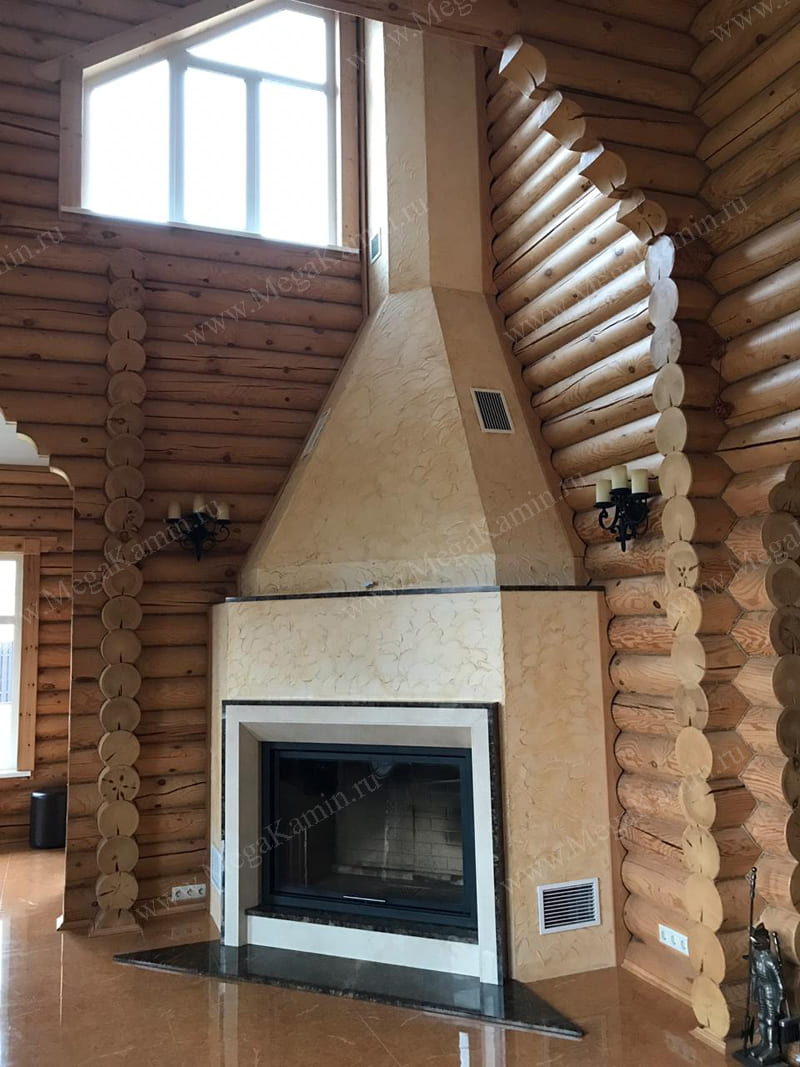 37. Камин с мраморным порталом топка "SPARTHERM"
